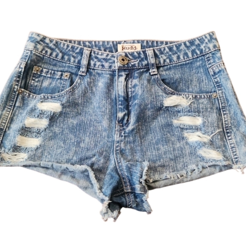 Mudd Womens Shorts Size 9 Denim Jean Distressed Cut Frayed Distroyed Juniors